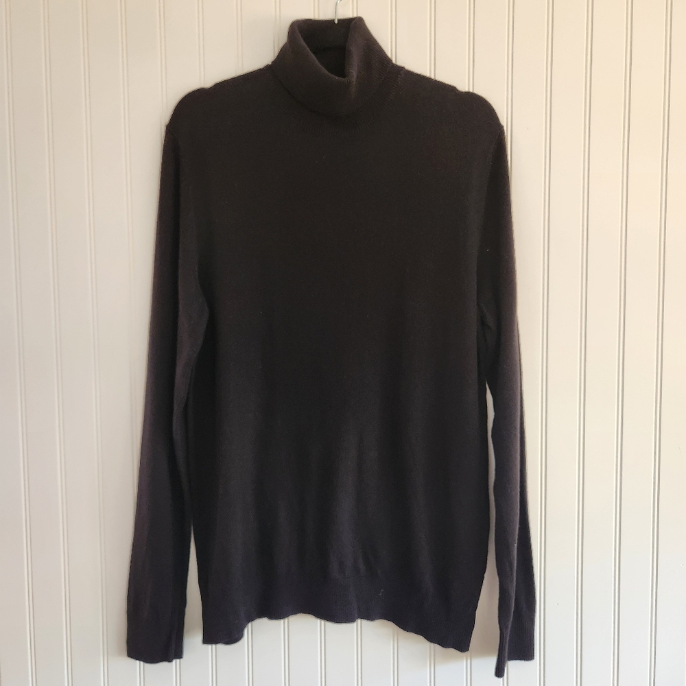 JACK & JONES Solid Black Jjeemil Knit Roll Turtleneck Long Sleeve Sweater XL